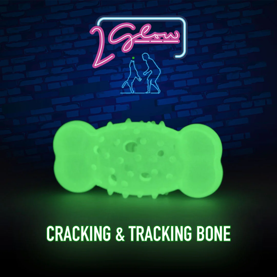 Jucărie în formă de os pentru câini, luminoasă – 2 Glow Cracking & Tracking Bone - imagine 3