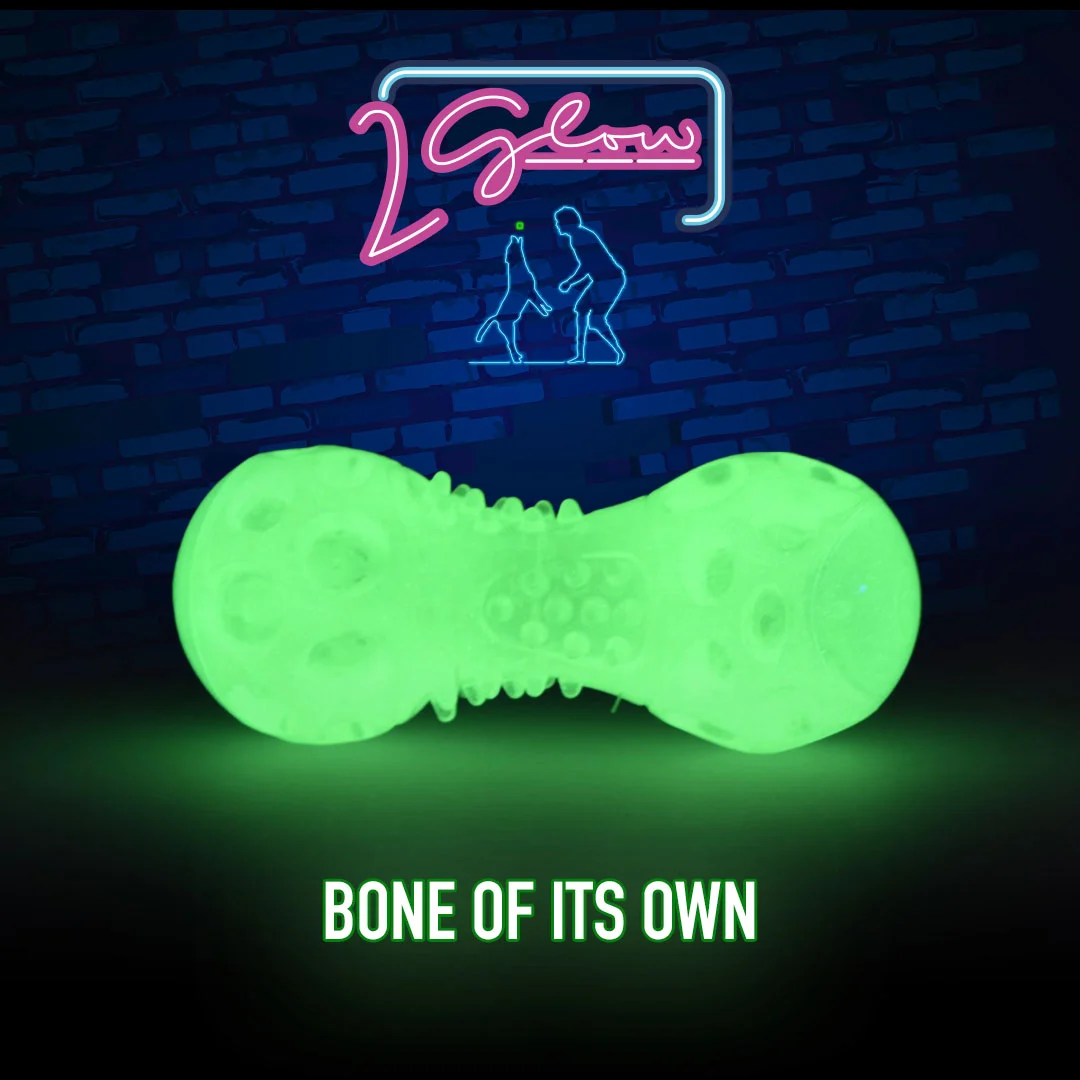 Os de joacă luminos pentru câini – 2 Glow Bone of it's Own - imagine 3