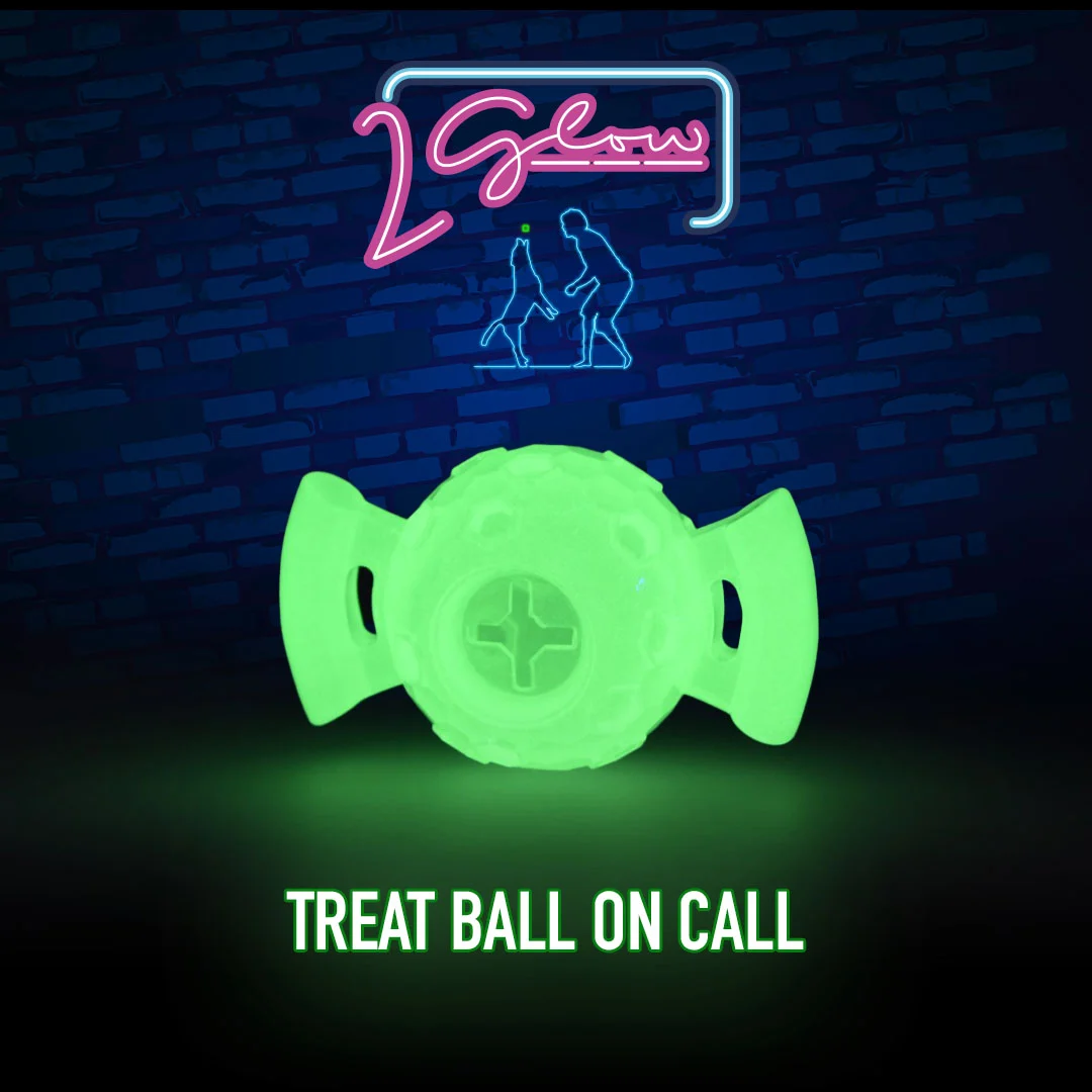 Minge pentru câini luminoasă pe întuneric – 2 Glow Treat Ball on Call - imagine 3
