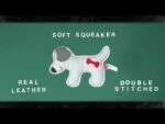 Jucărie de pluș pentru câini din piele de vită, cu chițăitoare cu zgomot redus, gri deschis – Cățeluș Doggy Doodles - imagine 5