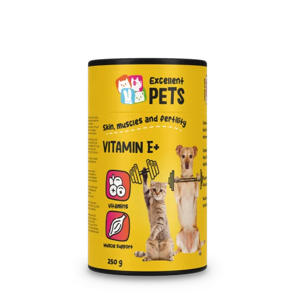 Pudră suplimentară pentru câini și pisici cu vitamina E și seleniu, 250 g – Excellent Pets Vitamin E+