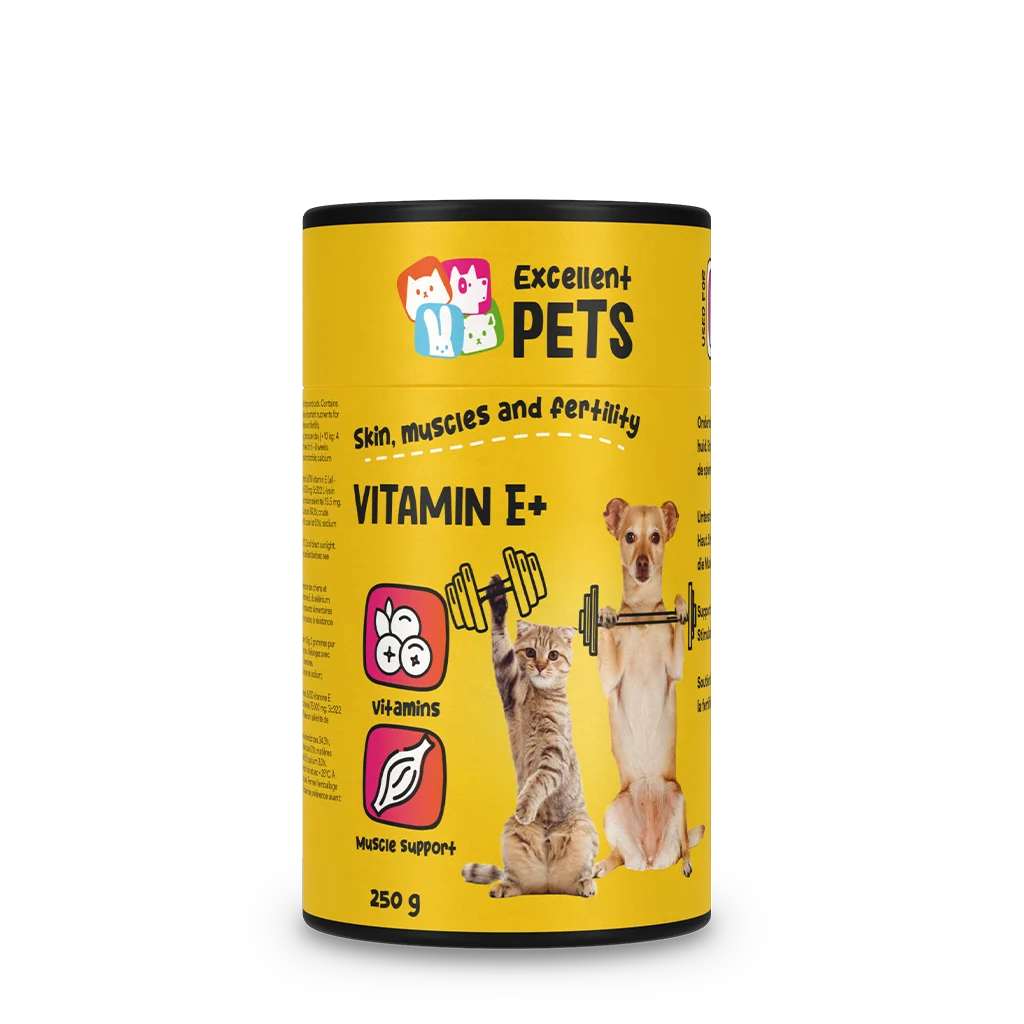 Pudră suplimentară pentru câini și pisici cu vitamina E și seleniu, 250 g – Excellent Pets Vitamin E+ - imagine 1