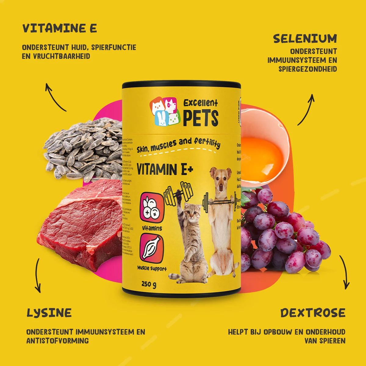 Pudră suplimentară pentru câini și pisici cu vitamina E și seleniu, 250 g – Excellent Pets Vitamin E+ - imagine 5