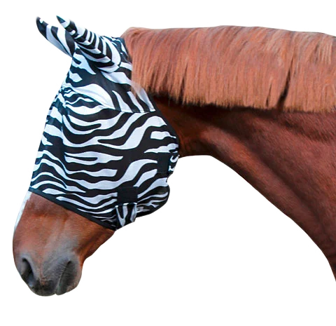 Mască anti muște pentru cai, cu protecție pentru urechi, Zebra Pony - imagine 1