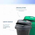 Recipient pentru furaje cu închidere prin rotire, 70 l, negru - imagine 4