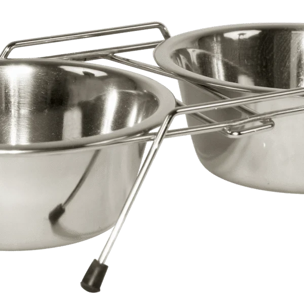 Set de două boluri din inox cu suport, 2 x 450 ml