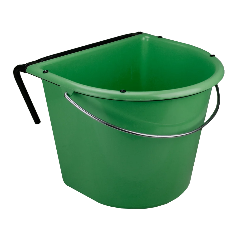 Găleată suspendată pentru furajarea cailor, cu mâner metalic, 15 l, verde închis – Vplast - imagine 2