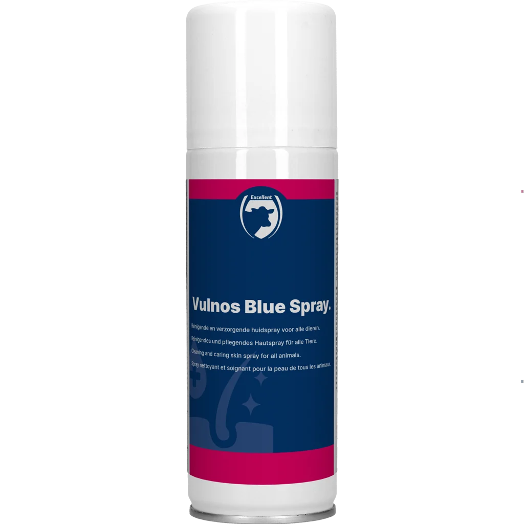 VULN0200.png Spray pentru curățarea pielii animalelor, 200 ml – Excellent Vulnos Blauw Spray - imagine 1