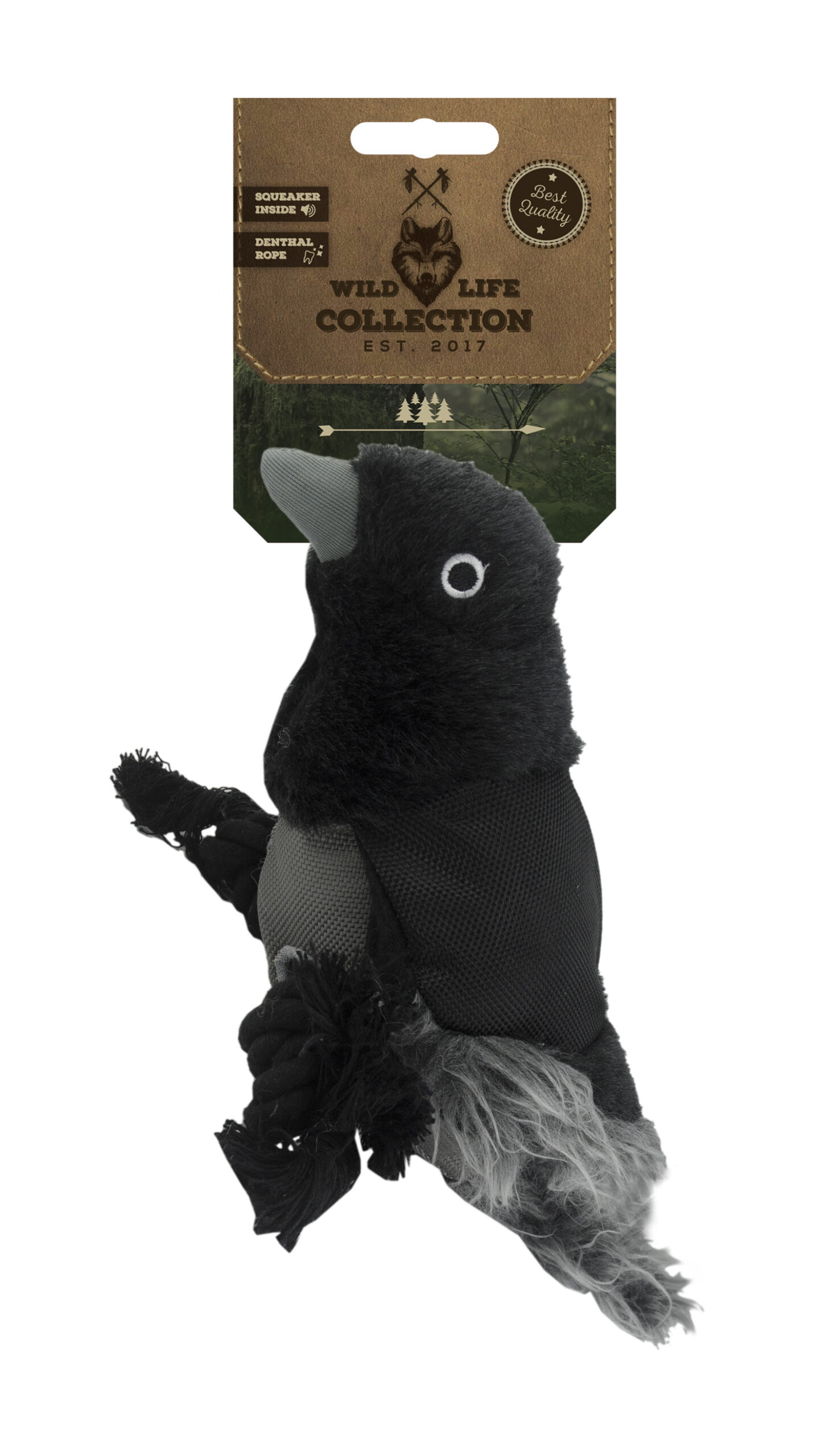 Hondenknuffel van Zacht Pluche – Wild Life Collection Wild Life Dog Raaf Jucărie de pluș moale pentru câini – Wild Life Collection Wild Life Dog Raaf