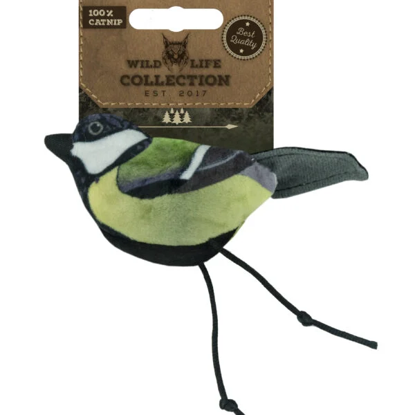 Pasăre de jucărie pentru pisici cu iarbă mâței – Wild Life Collection Cat Koolmees