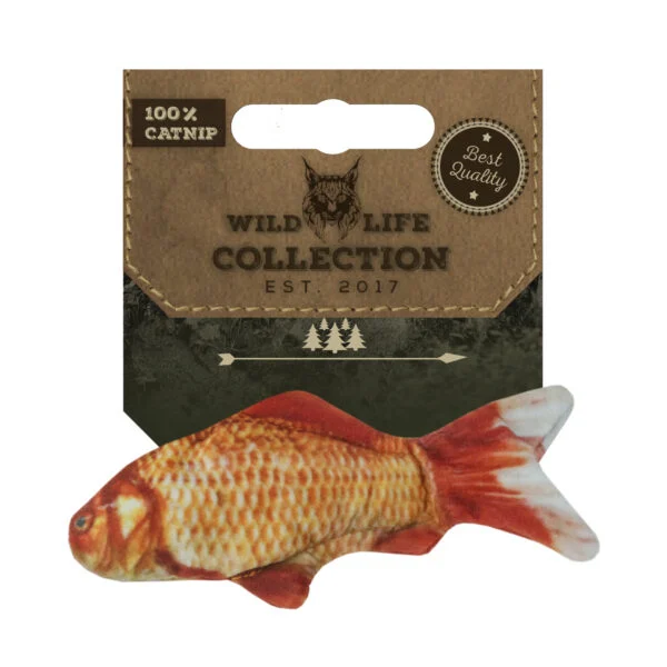 Pește de jucărie pentru pisici cu iarbă mâței – Wild Life Collection, pește auriu