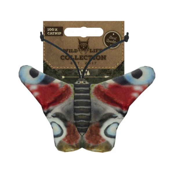 Fluture de jucărie pentru pisici, cu iarbă mâței – Wild Life Collection Cat Dagpauwoog