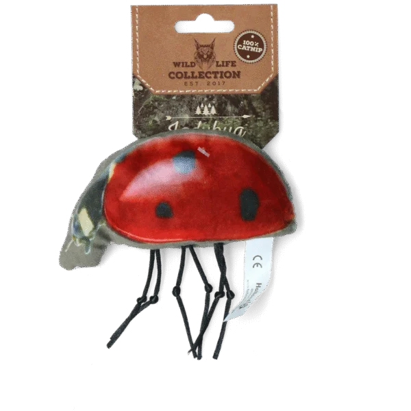 Jucărie pentru pisici în formă de buburuză, cu iarba mâței – Wild Life Collection Cat Lieveheersbeestje