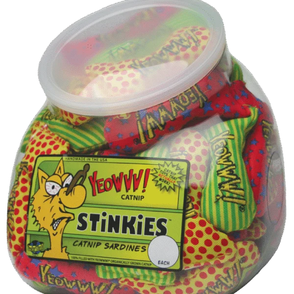 Jucării în formă de pești pentru pisici cu catnip, 51 bucăți în bol de pește – Yeowww! Fishbowl of Stinkies