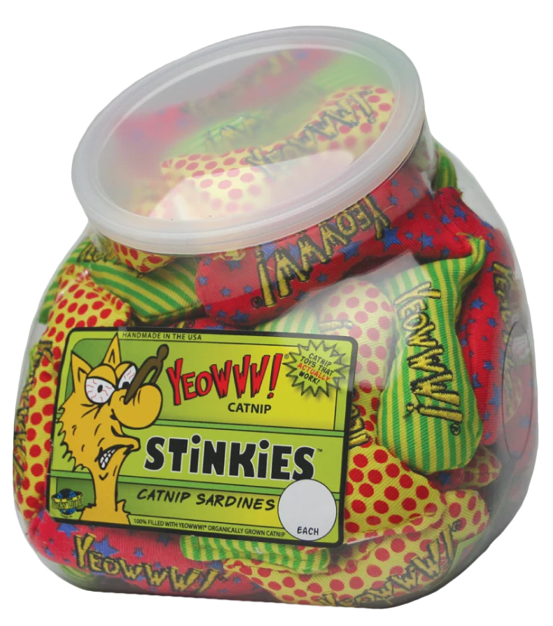 Jucării în formă de pești pentru pisici cu catnip, 51 bucăți în bol de pește – Yeowww! Fishbowl of Stinkies - imagine 1