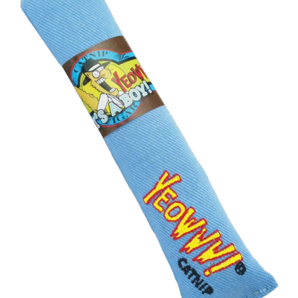Jucărie tip trabuc pentru pisici cu iarbă mâței, albastră, 18 cm – Yeowww! Cigar