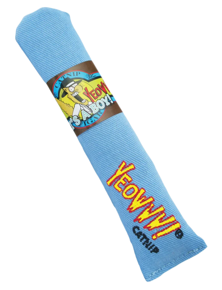 Jucărie tip trabuc pentru pisici cu iarbă mâței, albastră, 18 cm – Yeowww! Cigar - imagine 1