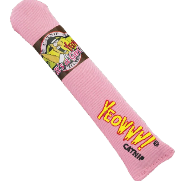 Jucărie în formă de trabuc pentru pisici cu iarba mâței, roz, 18 cm – Yeowww! Cigar