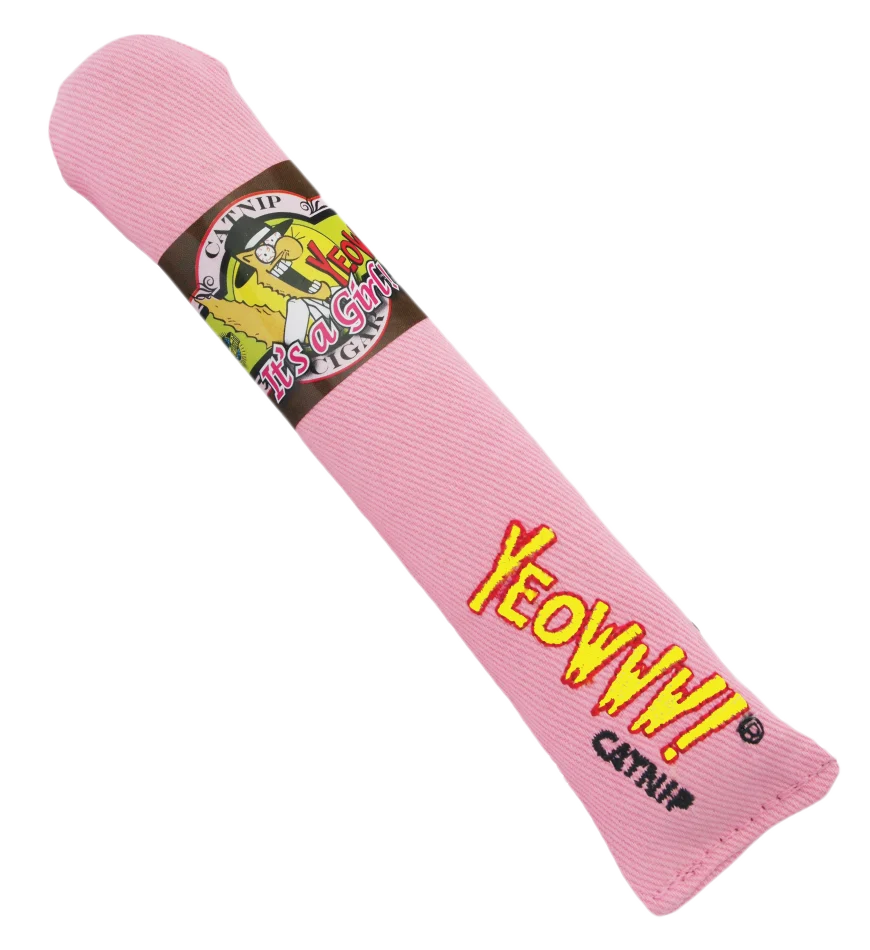 Jucărie în formă de trabuc pentru pisici cu iarba mâței, roz, 18 cm – Yeowww! Cigar - imagine 1