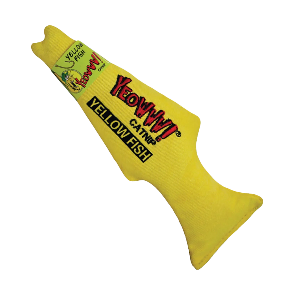 Jucărie pentru pisici în formă de pește, cu catnip, galben, 18 cm – Yeowww! Yellow Fish - imagine 1