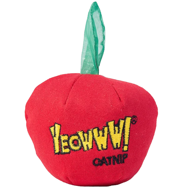 Jucărie pentru pisici în formă de măr, cu iarba mâței, 7,6 cm – Yeowww! Apple