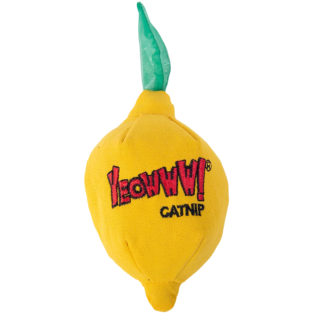 Jucărie pentru pisici în formă de lămâie, cu iarbă-mâței, 7,6 cm – Yeowww! Sour Pusss! Lemon - imagine 1