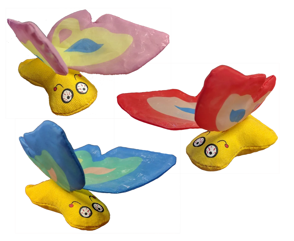 Fluture jucărie pentru pisici, cu iarba mâței și aripi foșnitoare, 13 x 6 cm, Roșu – Yeowww! Butterfly - imagine 3