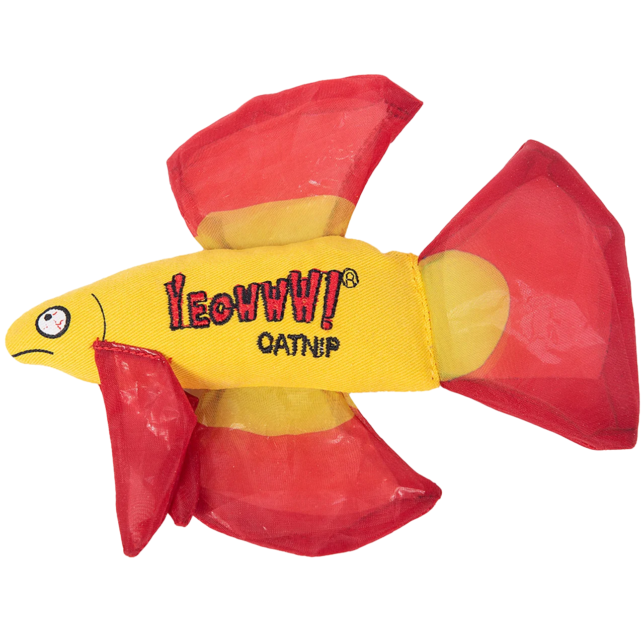 Pește de joacă pentru pisici cu catnip și înotătoare foșnitoare, roșu, 17 x 12 cm – Yeowww! Mo Betta Fish - imagine 1