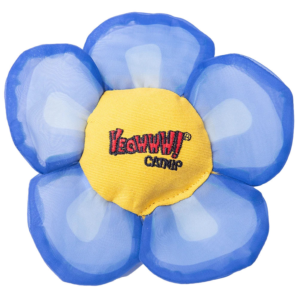 Floare de jucărie pentru pisici, cu iarbă-mâței și petale foșnitoare, albastră – Yeowww! Daisy's Flower Tops - imagine 1