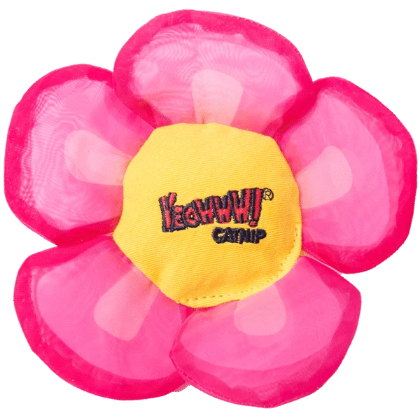 Floare de jucărie pentru pisici, cu iarbă-mâței și petale foșnitoare, roz – Yeowww! Daisy's Flower Tops