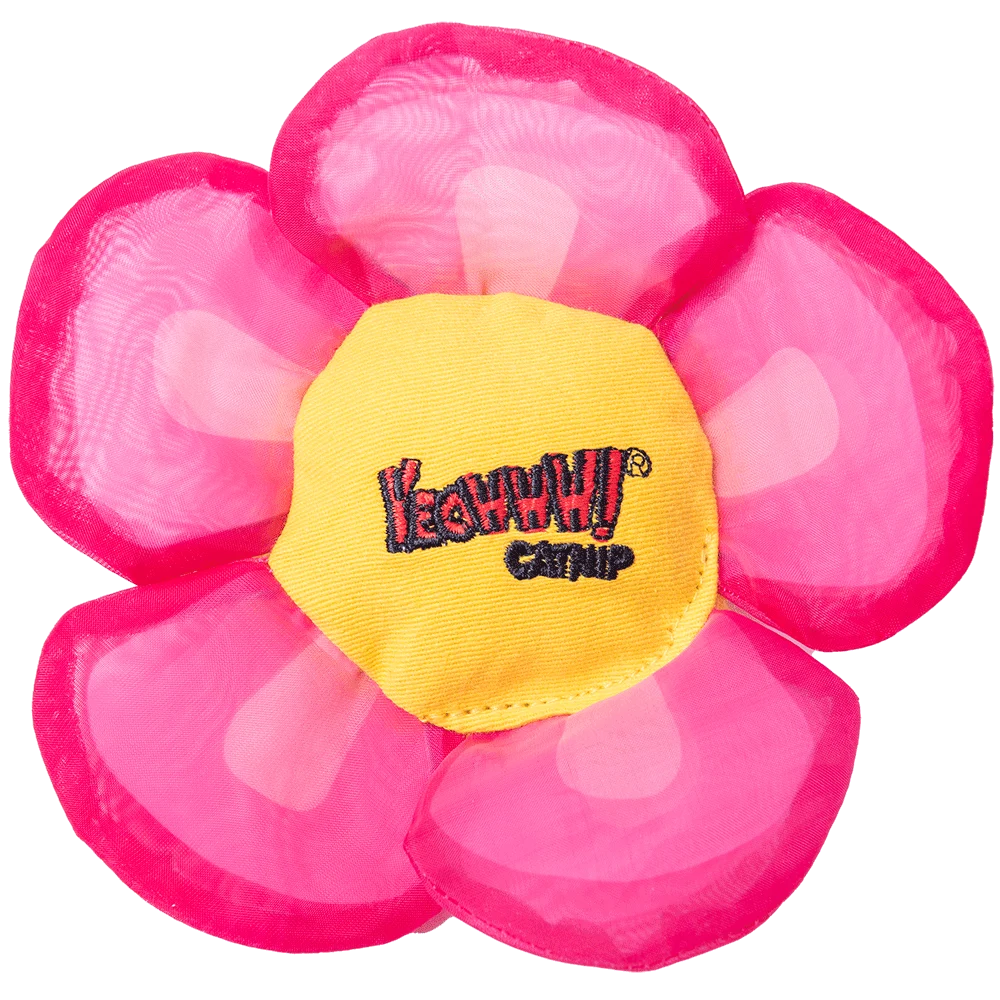 Floare de jucărie pentru pisici, cu iarbă-mâței și petale foșnitoare, roz – Yeowww! Daisy's Flower Tops - imagine 1