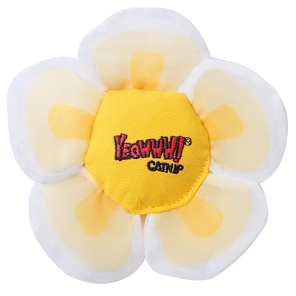 Floare de joacă pentru pisici cu iarba mâței și petale foșnitoare, albă – Yeowww! Daisy's Flower Tops - imagine 1