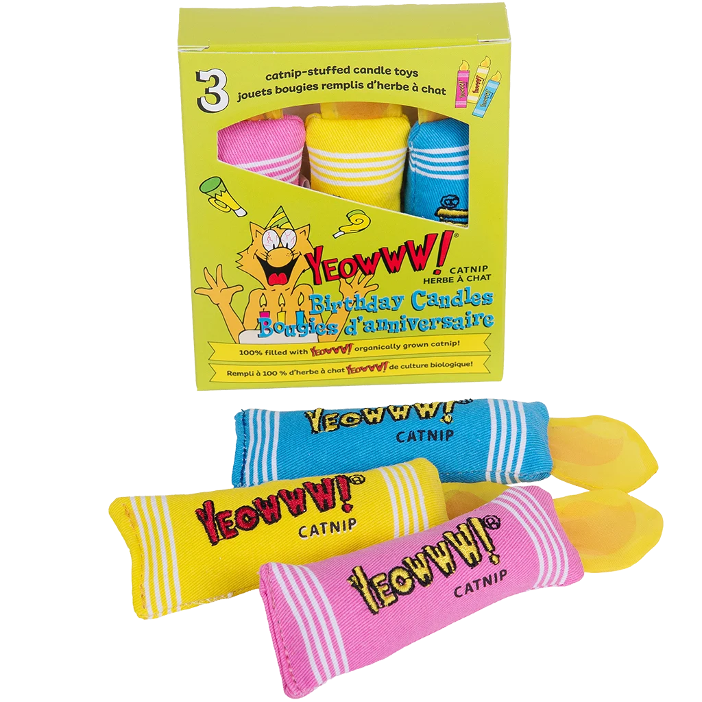 Jucării pentru pisici, lumânări aniversare cu iarba mâței, 3 bucăți – Yeowww! Birthday Candles - imagine 1