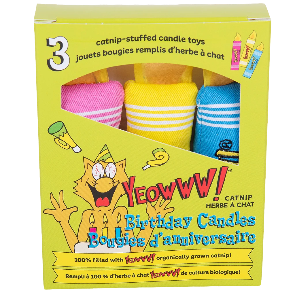 Jucării pentru pisici, lumânări aniversare cu iarba mâței, 3 bucăți – Yeowww! Birthday Candles - imagine 2