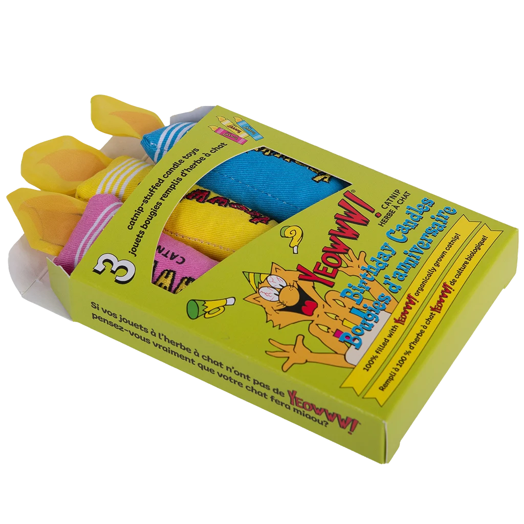 Jucării pentru pisici, lumânări aniversare cu iarba mâței, 3 bucăți – Yeowww! Birthday Candles - imagine 3