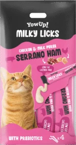 Gustare de lins pentru pisici cu aromă de șuncă Serrano – YowUp! Milky Licks