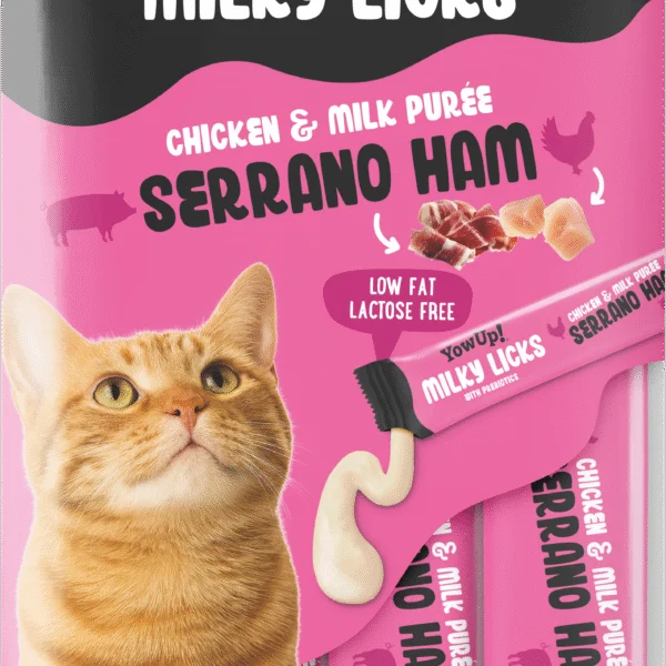 Gustare de lins pentru pisici cu aromă de șuncă Serrano – YowUp! Milky Licks