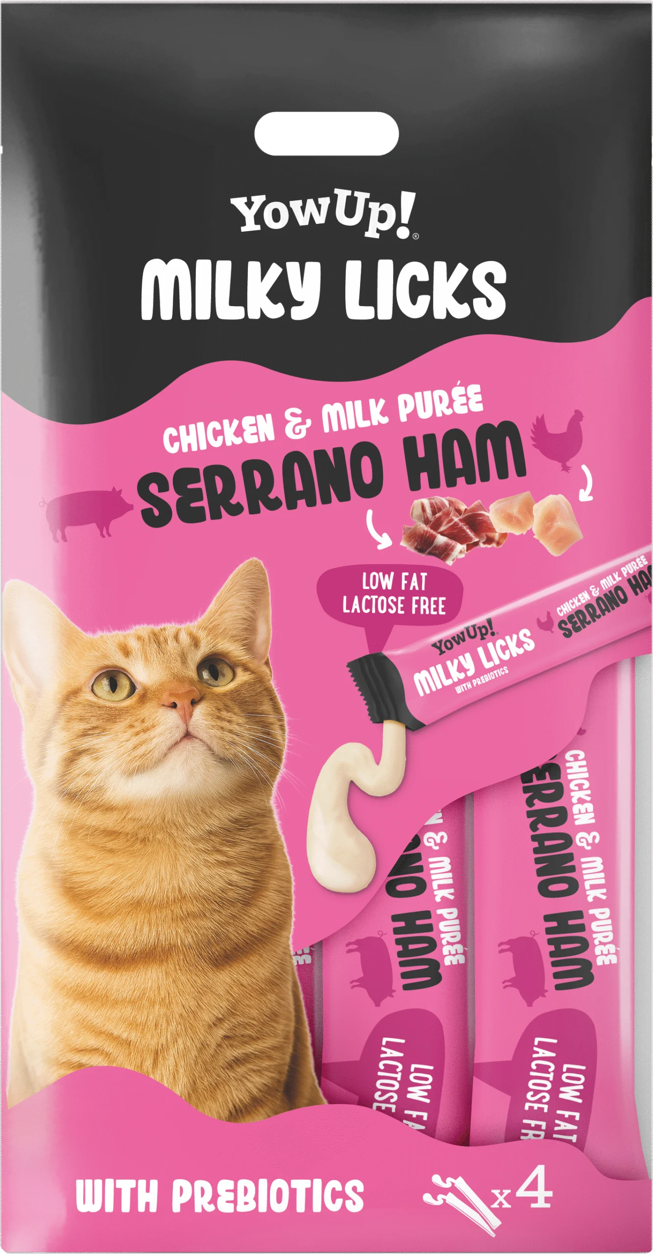 Gustare de lins pentru pisici cu aromă de șuncă Serrano – YowUp! Milky Licks - imagine 1