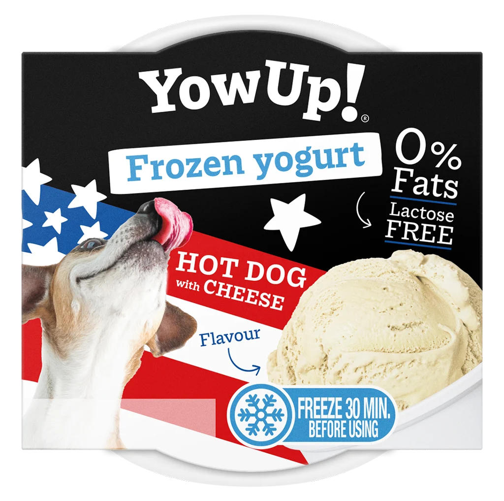 Gustare de iaurt congelabilă pentru câini și pisici, hot dog cu brânză, 110 g – YowUp! Frozen Yoghurt Hot dog cu brânză - imagine 1