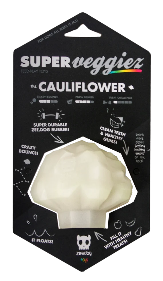 Jucărie pentru câini din TPR, cu deschidere pentru recompense, plutitoare – Zee.dog Super Veggiez The Cauliflower - imagine 1