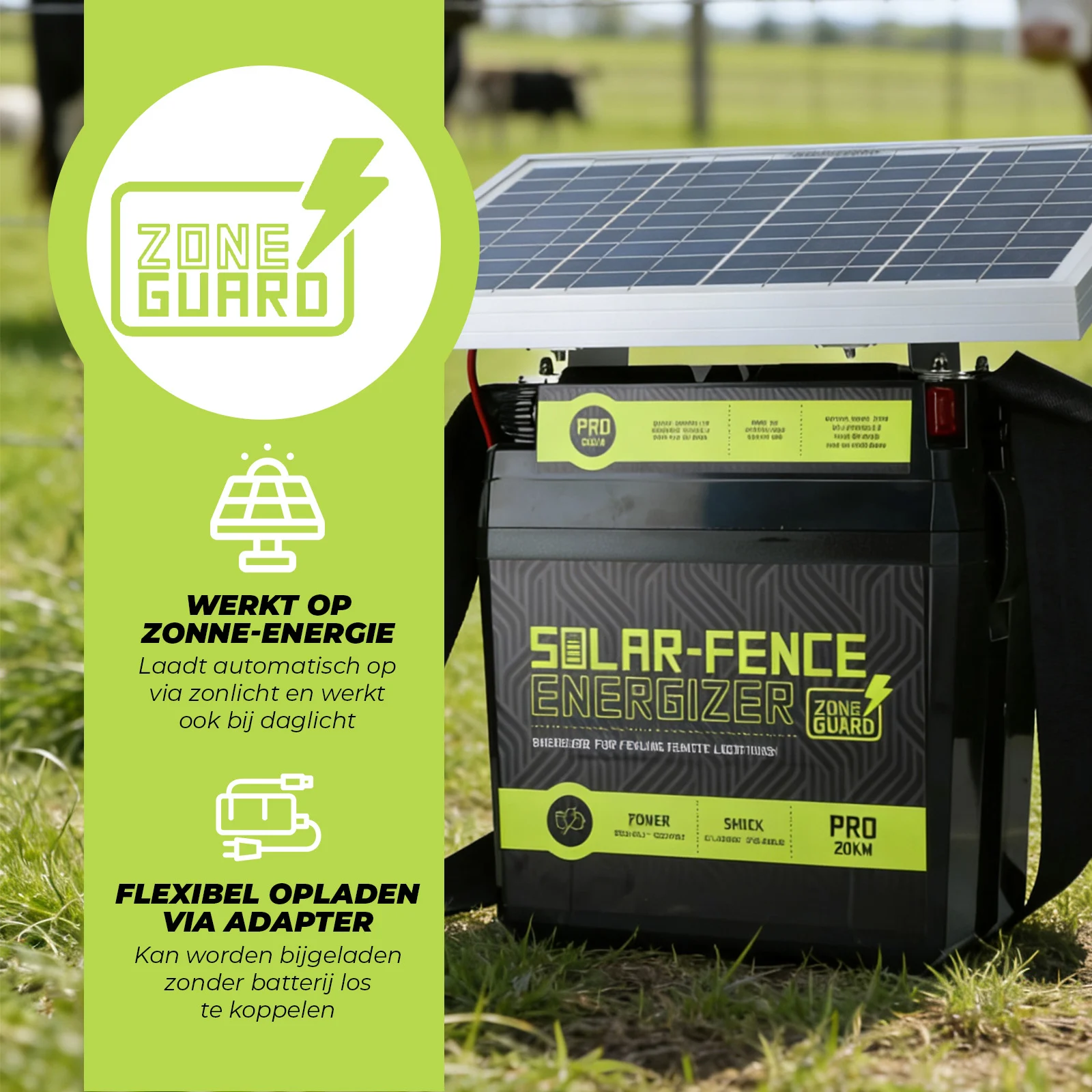 Aparat pentru gard electric cu energie solară – ZoneGuard Solar-Fence Energizer Pro 20 km - imagine 2