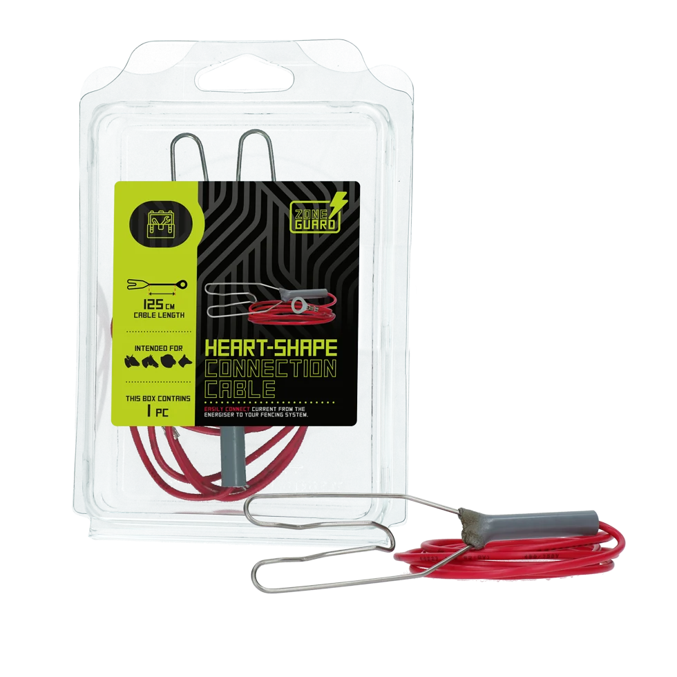 Cablu de împământare pentru aparatul de gard electric, cu conexiune tip inimă, 125 cm – ZoneGuard - imagine 1
