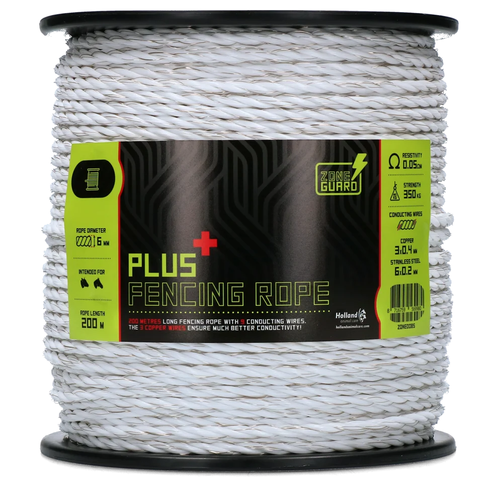 Cordon electric 6 mm, alb, cu fire din oțel inoxidabil și metal ușor, 200 m – ZoneGuard Plus - imagine 1