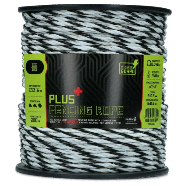 Fir electric 6 mm, negru și alb, cu 9 conductori, 200 m – ZoneGuard Plus