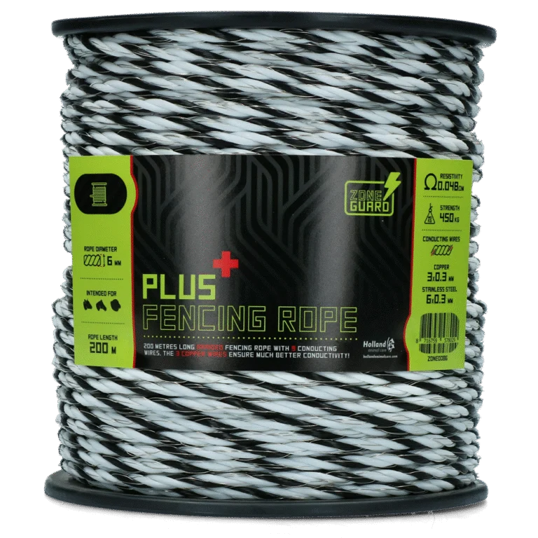 Fir electric 6 mm, negru și alb, cu 9 conductori, 200 m – ZoneGuard Plus