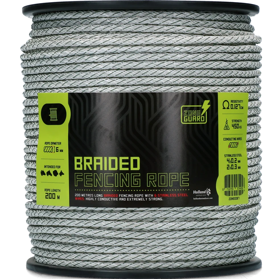 ZONE0087.png Fir împletit pentru gard electric 6 mm alb cu verde, 200 m – ZoneGuard Koord PLUS - imagine 1