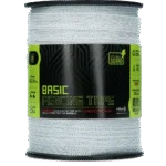 Bandă pentru gard electric, 20 mm, albă, cu 9 fire din oțel inoxidabil, 200 m – ZoneGuard Basic