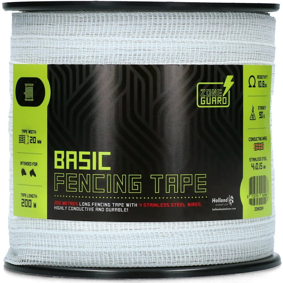 Bandă electrică 20 mm albă cu 4 fire din oțel inoxidabil, 200 m – ZoneGuard Basic - imagine 2