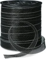 Bandă pentru gard electric, neagră, 40 mm, cu 9 conductori din oțel inoxidabil, 200 m – ZoneGuard Basic
