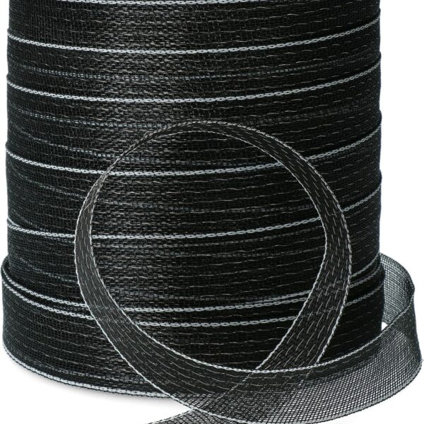 Bandă pentru gard electric, neagră, 40 mm, cu 9 conductori din oțel inoxidabil, 200 m – ZoneGuard Basic